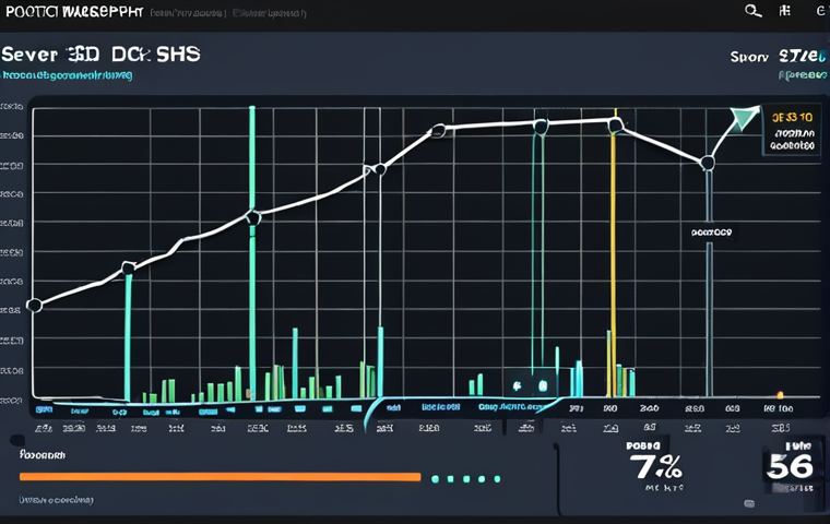 **
"A dynamic dashboard visually representing server health with real-time metrics like CPU usage, memory consumption, and network traffic, showcasing proactive monitoring to prevent downtime. Graphs are trending downwards instead of spiking wildly."
**