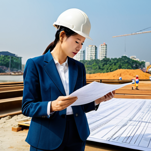 Home 4 서버 보안을 강화하는 방법 - A skilled female architect, fully clothed in professional attire (dress pants and a blazer), reviewi...