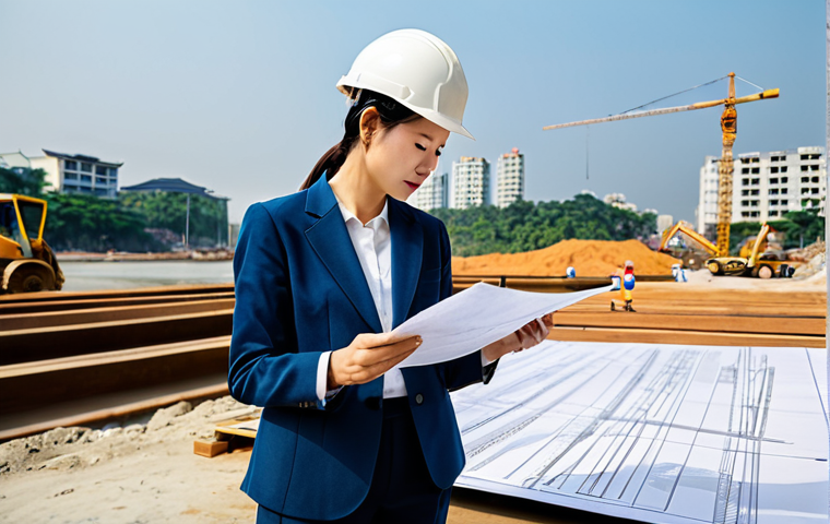 서버 보안을 강화하는 방법 - A skilled female architect, fully clothed in professional attire (dress pants and a blazer), reviewi...