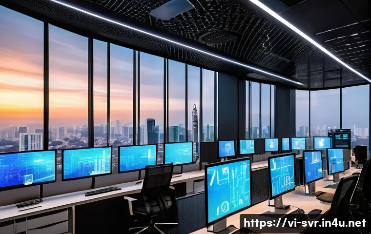 서버 가상화 기술 소개 - A modern Vietnamese business office environment featuring IT professionals working on virtualization...