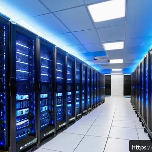 Home 11 서버 부팅 속도 향상 팁 - A modern server room with rows of high-performance servers featuring SSD drives and RAID configurati...